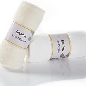 Penguin Home Solid Flannel Throw BlanketsSet of 2Colour - Cream & Silver Super Soft Lightweight Luxury Plush Dual Sided Warm Bedroom Throws For Sofa, Couch, Travel, Kids Size - 120 X 150 cm