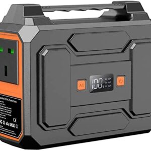 Powkey 100W Portable Power Station,99Wh/ 27000mAh Camping Power Pack,Solar generator with AC/DC/USB/Type C Outlet for Outdoors Camping Travel Fishing Emergency Power Supply Backup-Orange