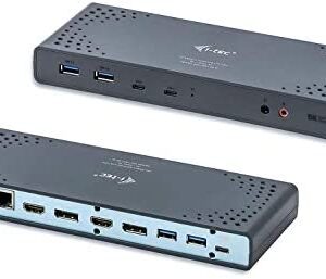 i-tec USB 3.0/USB-C 5K/2x 4K Universal Docking Station 2x HDMI 2x Display Port 1x GLAN 4x USB-A 3.0 2x USB-C 1x Audio In/Output Power Delivery 65W for Windows MacOS Linux Android TB 3 Compatible