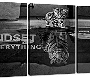 3 Panels Mindset is Everything Motivational Canvas Wall Art Inspirational Entrepreneur Quotes Poster Print Artwork Painting Picture for Framed Home Decoration Living office bedroom 36''W x 16''H