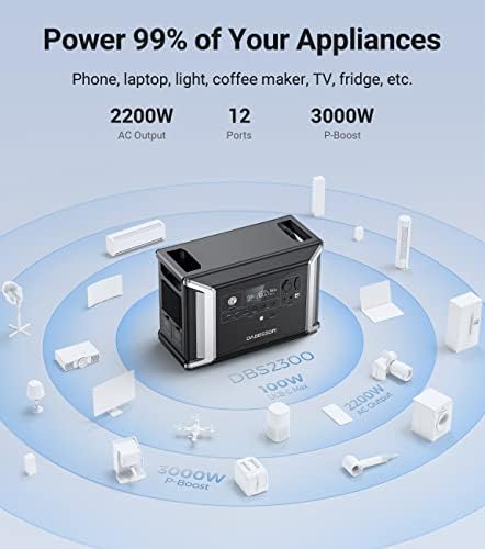 Dabbsson Portable Power Station DBS2300, 2330Wh EV Semi-solid State LiFePO4 Home Battery Backup, Max 8330Wh, 2200W AC Outlets, Solar Generator for Camping, Home Backup, Emergency, RV - Image 2