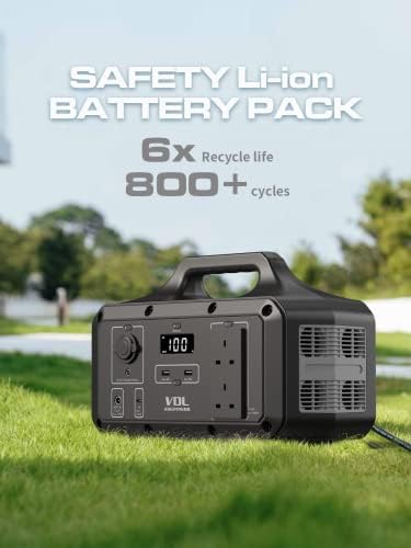 VDL Portable Power Station 800W/510Wh, Lightweight Li-ion Battery Backup,2 Hours Fast Charged, 7-Port Electric Generator, 2 x AC Outputs Solar Generator for Home/Outdoor/Camping/Emergency/RV PS0800 - Image 5