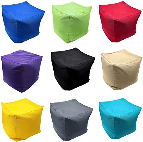 Voice7 Waterproof Bean Bag Chair Footstool Cube 12 Colors - Indoor Outdoor Beanbag Pouffe Medium Size 40 x 40 x 40 cm (Yellow) - Image 4