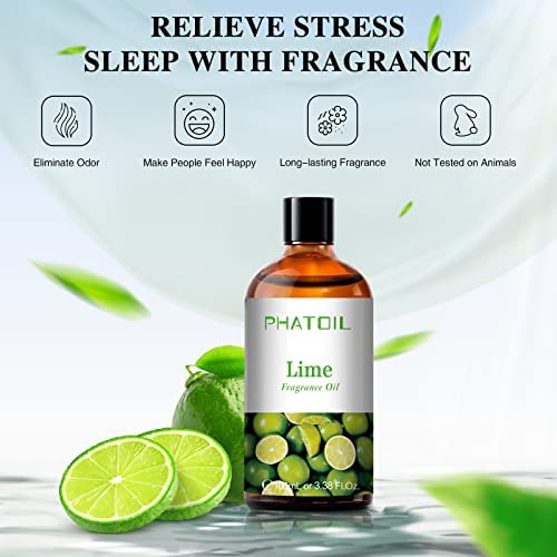PHATOIL Lime Fragrance Oils for Aromatherapy, Essential Oils for Diffusers for Home, Premium Quality Lime Fragrance Essential Oil, Perfect for Diffuser, Relaxation, Yoga, Skin Care - 100ml - Image 3