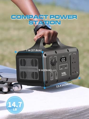 VDL Portable Power Station 800W/510Wh, Lightweight Li-ion Battery Backup,2 Hours Fast Charged, 7-Port Electric Generator, 2 x AC Outputs Solar Generator for Home/Outdoor/Camping/Emergency/RV PS0800 - Image 2