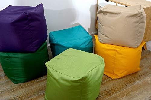 Voice7 Waterproof Bean Bag Chair Footstool Cube 12 Colors - Indoor Outdoor Beanbag Pouffe Medium Size 40 x 40 x 40 cm (Yellow) - Image 3