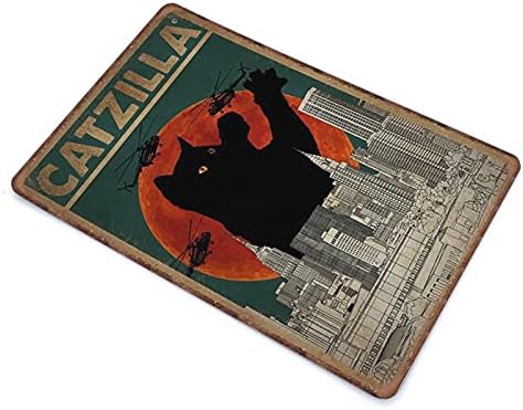 DAIERCY City Helicopter Black Cat Catzilla Tin Signs Funny Vintage Metal Sign Plaqu Poster Wall Art Pub Bar Kitchen Garden Bathroom Home Decor, 140 X 200 mm - Image 3
