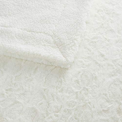 Amazon Basics Fuzzy Faux Fur Sherpa Throw Blanket, 127 x 152 cm - Cream - Image 4