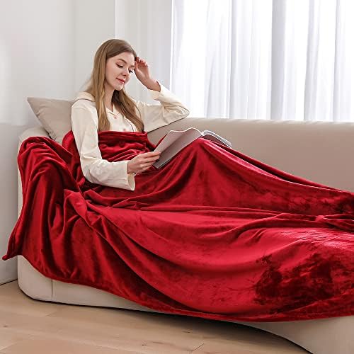 GonZalo GraCia. Fleece Blanket Reversible Burgundy/Maroon Throw For Sofa 200x240cm Faux Fur Bed Blanket 400 GSM Winter Warm (Burgundy/Maroon, King 200x240 cm) - Image 3