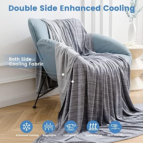 OMERAI Cooling Blanket 150X200CM for Night Sweats Cool Blanket for Sleeping Double-sided Keep Cool Summer Blanket Breathable Cold Blanket Lightweight Cooling Blankets for Bed Sofa Travel Grey - Image 4