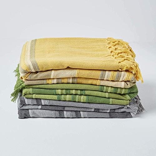 HOMESCAPES Extra Large Green Throw “Morocco” Cotton Textured Stripe Throw 254 x 356 cm Bedspread Sofa Throw Handmade Suitable for 3 or 4 Seater Sofas or Double King and Super King Size Beds - Image 7