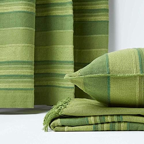 HOMESCAPES Extra Large Green Throw “Morocco” Cotton Textured Stripe Throw 254 x 356 cm Bedspread Sofa Throw Handmade Suitable for 3 or 4 Seater Sofas or Double King and Super King Size Beds - Image 6