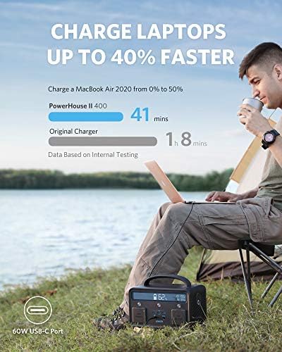 Anker Portable Power Station, PowerHouse II 400, 300W/388.8Wh Portable Power Station, 230V AC Outlet/60W USB-C Power Delivery Portable Generator for Road Trips, Camping, Emergency Power(Renewed) - Image 5