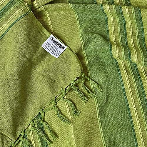HOMESCAPES Extra Large Green Throw “Morocco” Cotton Textured Stripe Throw 254 x 356 cm Bedspread Sofa Throw Handmade Suitable for 3 or 4 Seater Sofas or Double King and Super King Size Beds - Image 8