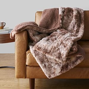 Amazon Basics Fuzzy Faux Fur Sherpa Throw Blanket, 127 x 152 cm - Cocoa Brown