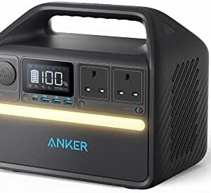 Anker 535 Portable Power Station, 512Wh Portable Generator, 500W 7-Port Outdoor Generator with 2 AC Outlets, 60W USB-C PD Output, LiFePO4 Batteries, LED Light For Camping, RV, Power Outage,(Renewed)