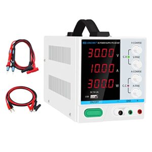 LOGNWEI ® DC Power Supply Variable 30V 10A Bench Power Supply 4-Digital LED Display ，Variable Power Supply for DIY, Electroplating kit，Teaching Supplies，Lab Power Supply with 5V/2A USB Port