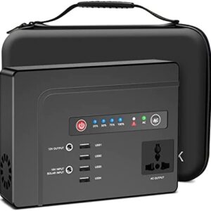 Powkey 200W Portable Power Station with Carrying Case,146Wh/39459mAh Solar Generator with 200W AC Outlet for Outdoor RV Trip Travel Home Office Emergency