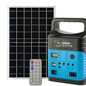 SOYOND Portable Power Station, 7500mAh Solar Generator with Solar Panel Included Mini Generator for Outdoor Camping Emergency Fishing Travel Party Trip with USB DC Outlet (Blue)