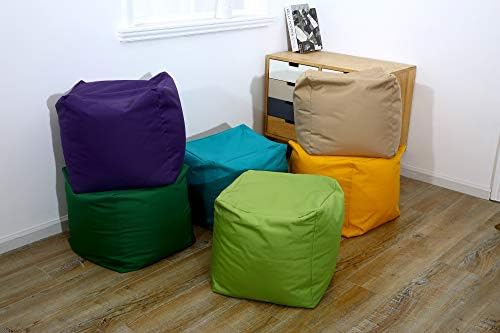 Voice7 Waterproof Bean Bag Chair Footstool Cube 12 Colors - Indoor Outdoor Beanbag Pouffe Medium Size 40 x 40 x 40 cm (Yellow)