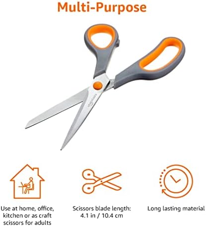 Amazon Basics Multipurpose Stainless Steel Office Scissors, Comfort Grip, PVD Coated, Pack Of 3, Multicolour - Image 4