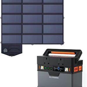 ALLPOWERS 300W Portable Power Station, 288Wh Solar Generator, Outdoor Generator, Pure Sine Wave AC/DC/USB/PD Outlet with 1x 100W Foldable Solar Panel for Outdoors Camping Travel Party Picnic Fishing