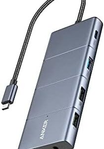 Anker USB C Hub, 565 11-in-1 Laptop Docking station, Dual Monitor Docking Station with 10 Gbps Data Port, 4K HDMI and DisplayPort, 100W Power Delivery, 1 Gbps Ethernet, SD Card Reader for XPS and More