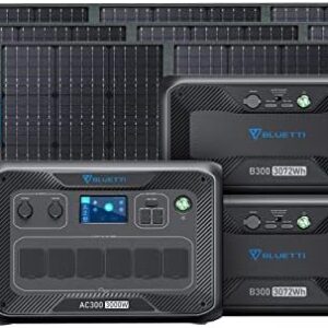BLUETTI Portable Power Station AC300 & 2 B300 Extension Batteries, with 3 PV200 Solar Panel Included, 6144Wh LiFePO4 Battery Backup with 6x3000W AC Sockets (6000W Peak), Solar Generator for Camping