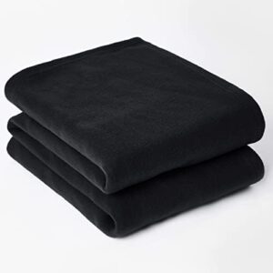 Dreamscene Large Warm Polar Fleece Throw Over Soft Sofa Bed Blanket Bedspread, Plain Black - 150 x 200 cm
