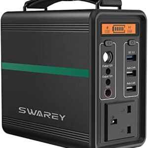 SWAREY Portable Power Station 166Wh/52Ah Solar Generator Lithium Iron Phosphate Battery, 230V AC, and 3 USB Ports, 3500 Cycles, for Outdoors Camping Travel Emergency Power Supply Backup