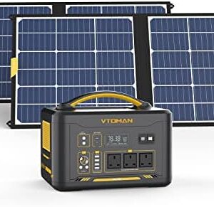 VTOMAN Jump 1500X Power Station with 2 Solar Panel Included, 1500W/848Wh Durable LiFePO4 Portable Solar Generator with 1500W Constant-Power, Regulated 12V DC, PD 100W Type-C for Home Backup Camping