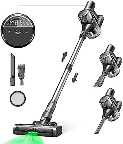 Ultenic U12 Vesla Cordless Vacuum Cleaner, 30Kpa Stick Vacuum Cleaner with Powerful Suction, Automotive Design Dashboard, 450W up to 45 Mins, Tangle-Free Brush for Pet Hair Hard Floor Carpet