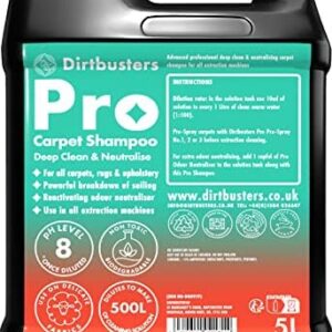 Dirtbusters Pro Carpet Cleaner Shampoo, Deep Clean & Neutralise Powerful Professional Standard Cleaning Solution With Odour Neutraliser, For All Carpet Cleaner Machines (5L)