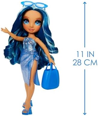 Rainbow High Swim & Style - Skyler (Blue) - 28 cm Doll with Shimmery Wrap to Style 10+ Ways - Removable Swimsuit, Sandals, Fun Play Accessories - Kids Toy - Great for Ages 4-12 Years - Image 3
