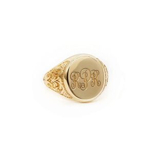Elegant jewel box DUTY-FREE Unisex Oval custom signet ring in solid gold 9k, 14k, & 18k, Personalized signet ring, Custom Initial engraved chevalier ring, Family gift, RN386