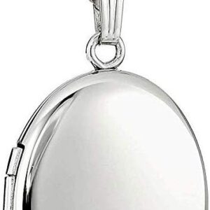 Alexander Castle 925 Sterling Silver Locket Necklace for Women - Girls 2 Photo Locket - 22mm x 19mm Oval Locket with 18" Silver Chain & Jewellery Gift Box