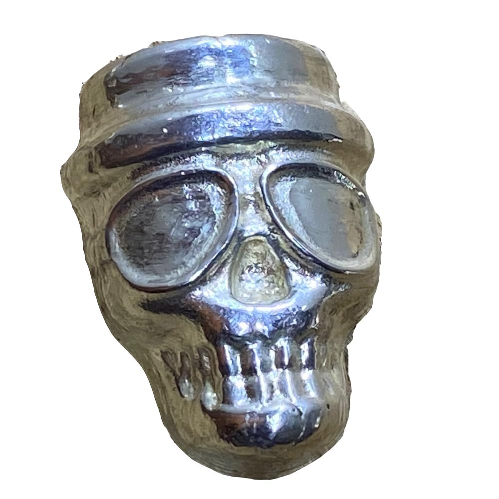 100 gram Silver Skull Figurine, Handcrafted Solid Silver Decorative Skull with Hat, Unique Collectible, Perfect Goth Gift Idea