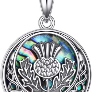 DAYLINLOVE Nordic Necklace 925 Sterling Silver Scottish Thistle/Irish Harp/Trinity Knot/Star of David/Celtic Cross/Witch Knot Good Luck Pendant Symbol of Love Jewellery Norse Gifts for Women Girls