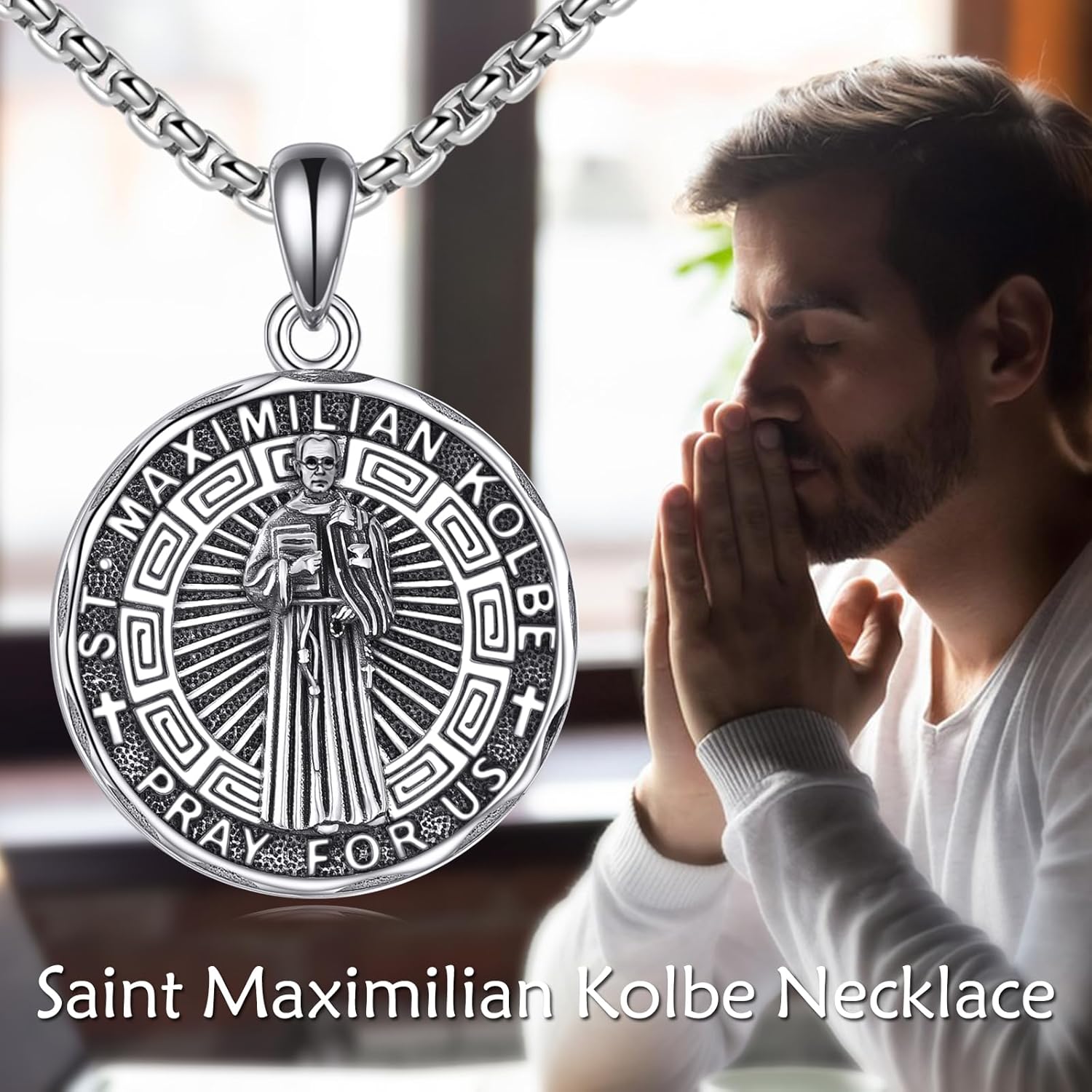 YFN Patron Saint Necklace Sterling Silver Amulet Medal Pendant Religious Jewellery Gifts for Women Men - Image 6