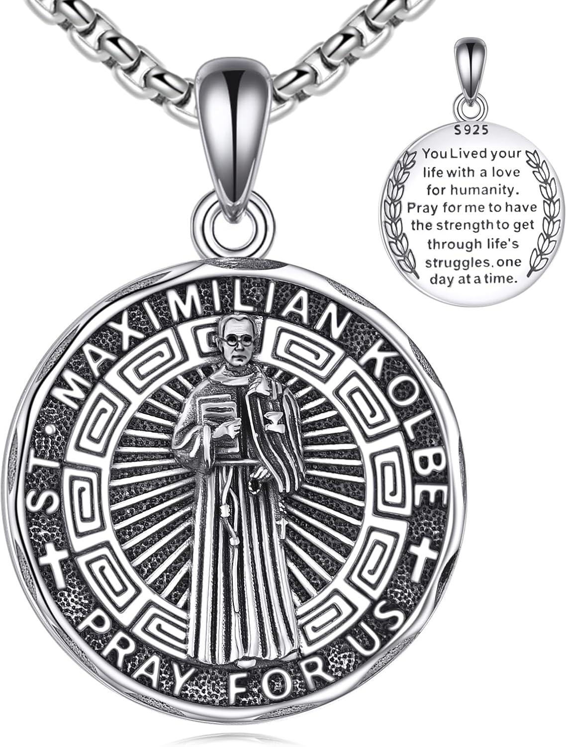 YFN Patron Saint Necklace Sterling Silver Amulet Medal Pendant Religious Jewellery Gifts for Women Men