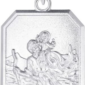 FJ St. Christopher Jewellery 925 Sterling Silver, Antiqued Religious Protector Talisman Pendant for Men Women, Coin/Round/Oval/Medal/Square/Locket