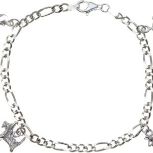 Alexander Castle 925 Sterling Silver Scottish Charm Bracelet with Thistle, Bagpipes, Nessie, & Scotty Dog - Scottish Gift for Women with Jewellery Gift Box