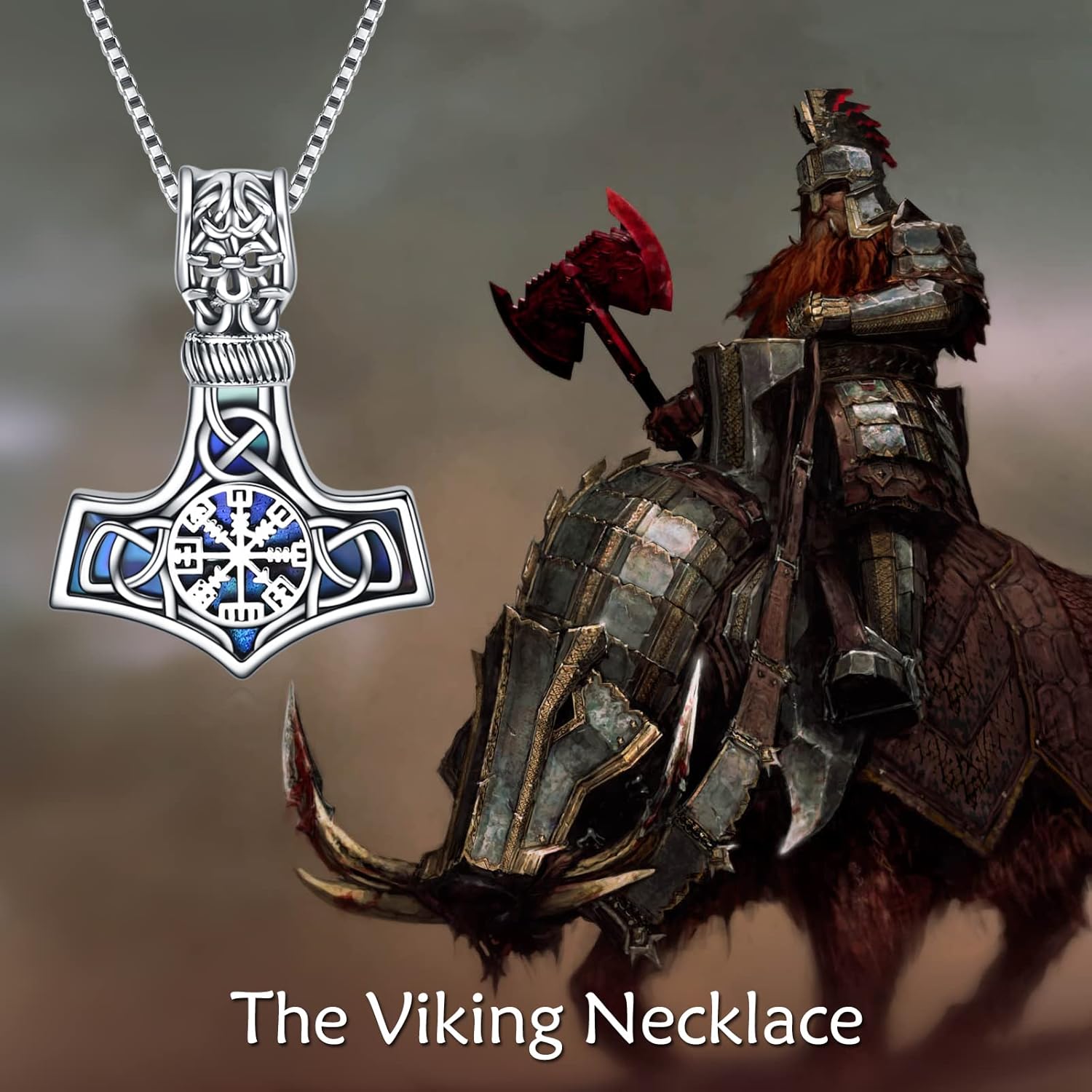 URONE Viking Thor's Hammer Pendant Necklace Sterling Silver Celtic Knot Mjolnir Nordic Viking Jewellery Gift for Men - Image 6