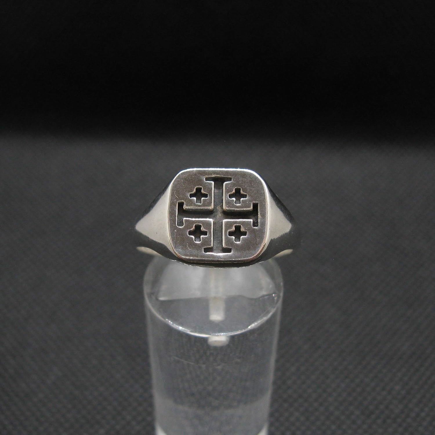 Genuine Sterling Silver Men's Ring Jerusalem Cross Solid Hallmarked 925