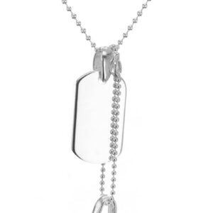 Tuscany Silver Men's Sterling Silver Double Dog Tag on Adjustable Ball Chain of 46cm/18" Engravable