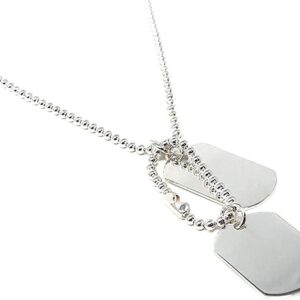 Mens Silver Double Dog Tag Necklace on Bead Chain for Men or Women 925 Sterling in Gift Box Hallmarked