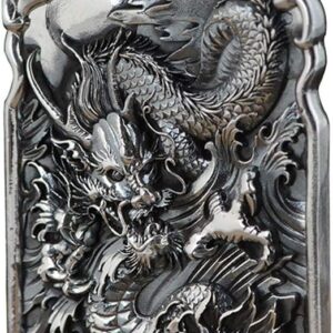 Vintage Black Solid 990 Sterling Silver Chinese Dragon Pendant Asian Oriental Jewellery for Men Boys