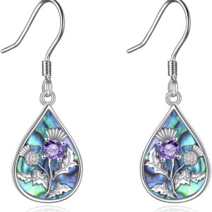 DAYLINLOVE Scottish Thistle Earring 925 Sterling Silver Scottish Thistle Dangle Earring Scottish Thistle Jewelry Gifts for Women