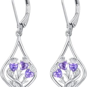 VONALA Flower Earrings for Women 925 Sterling Silver Rose/Lotus/Scottish Thistle/Tulip/Lilac/Pineapple Dangle Drop Earrings Flower Jewelry Gifts for Women Girls Birthday Gifts