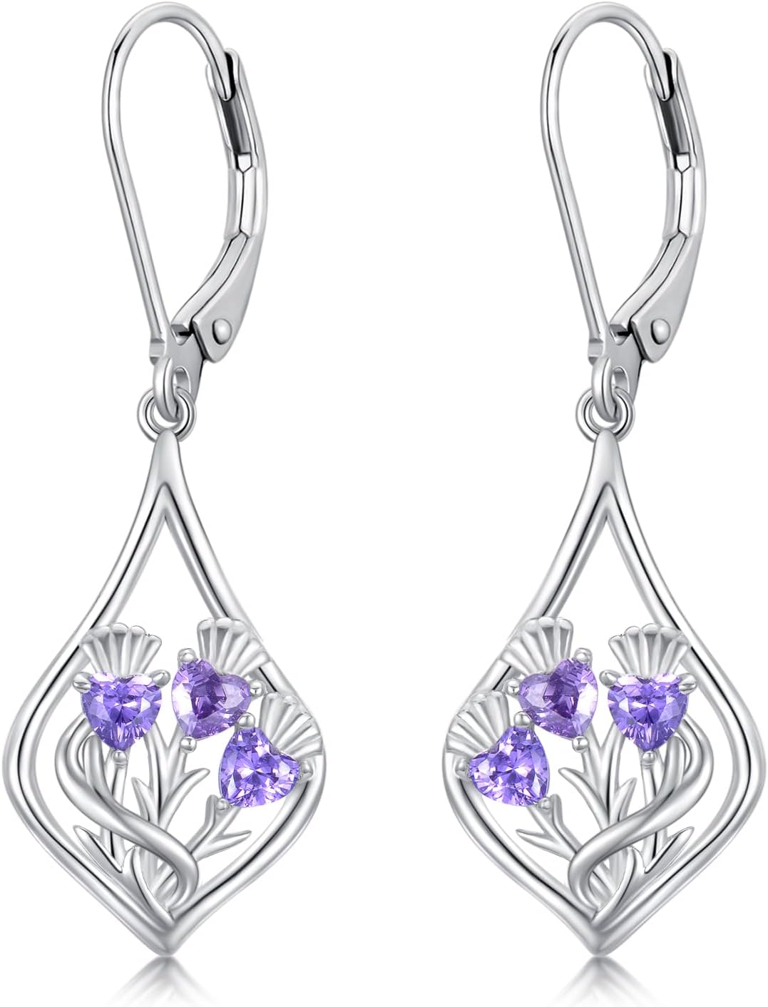 VONALA Flower Earrings for Women 925 Sterling Silver Rose/Lotus/Scottish Thistle/Tulip/Lilac/Pineapple Dangle Drop Earrings Flower Jewelry Gifts for Women Girls Birthday Gifts